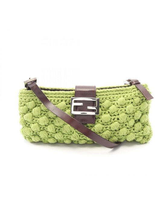Fendi Handbags - ★SOLD★ Fendi Shoulder Bag Mamma Baguette Green Canvas Leather